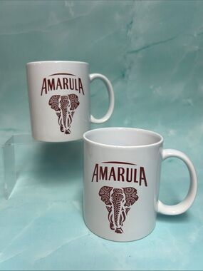 AMARULA White Mug with Brown Elephant Logo